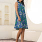 Janasya Dark Cotton Tropical A-Line Dress | Swadesiicart