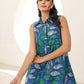 Janasya Dark Cotton Tropical A-Line Dress | Swadesiicart