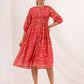 Janasya Bright Georgette Floral Gathered Dress | Swadesiicart