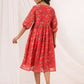 Janasya Bright Georgette Floral Gathered Dress | Swadesiicart