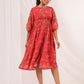 Janasya Bright Georgette Floral Gathered Dress | Swadesiicart