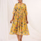 Janasya Bright Georgette Floral A-Line Dress | Swadesiicart