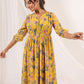 Janasya Bright Georgette Floral A-Line Dress | Swadesiicart