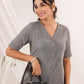Janasya Dark Cotton Solid A-Line Dress | Swadesiicart