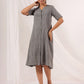 Janasya Dark Cotton Solid A-Line Dress | Swadesiicart