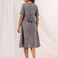 Janasya Dark Cotton Solid A-Line Dress | Swadesiicart