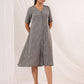 Janasya Dark Cotton Solid A-Line Dress | Swadesiicart