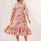 Janasya Bright Cotton Floral A-Line Dress | Swadesiicart