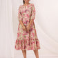 Janasya Bright Cotton Floral A-Line Dress | Swadesiicart