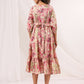 Janasya Bright Cotton Floral A-Line Dress | Swadesiicart