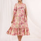 Janasya Bright Cotton Floral A-Line Dress | Swadesiicart