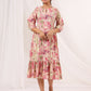 Janasya Bright Cotton Floral A-Line Dress | Swadesiicart