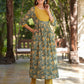 Janasya Dark Cotton Floral A-Line Kurta Set | Swadesiicart