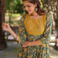 Janasya Dark Cotton Floral A-Line Kurta Set | Swadesiicart