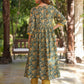 Janasya Dark Cotton Floral A-Line Kurta Set | Swadesiicart