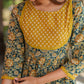 Janasya Dark Cotton Floral A-Line Kurta Set | Swadesiicart