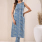 Janasya Light Cotton Chevron Straight Kurta Set | Swadesiicart