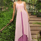 Janasya Light Georgette Striped Asymmetric Kurta Set | Swadesiicart