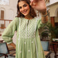 Janasya Light Cotton Embroidered A-Line Kurta Set | Swadesiicart