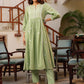 Janasya Light Cotton Embroidered A-Line Kurta Set | Swadesiicart