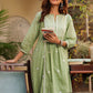 Janasya Light Cotton Embroidered A-Line Kurta Set | Swadesiicart