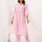 Janasya Light Cotton Embroidered A-Line Kurta Set | Swadesiicart