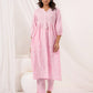 Janasya Light Cotton Embroidered A-Line Kurta Set | Swadesiicart