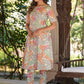 Janasya Light Cotton Floral A-Line Kurta Set | Swadesiicart