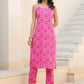 Janasya Bright Cotton Floral Straight Kurta Set | Swadesiicart