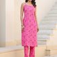 Janasya Bright Cotton Floral Straight Kurta Set | Swadesiicart