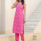 Janasya Bright Cotton Floral Straight Kurta Set | Swadesiicart
