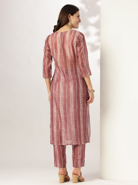 Janasya Dark Silk Blend Tie & dye Straight Kurta Set | Swadesiicart