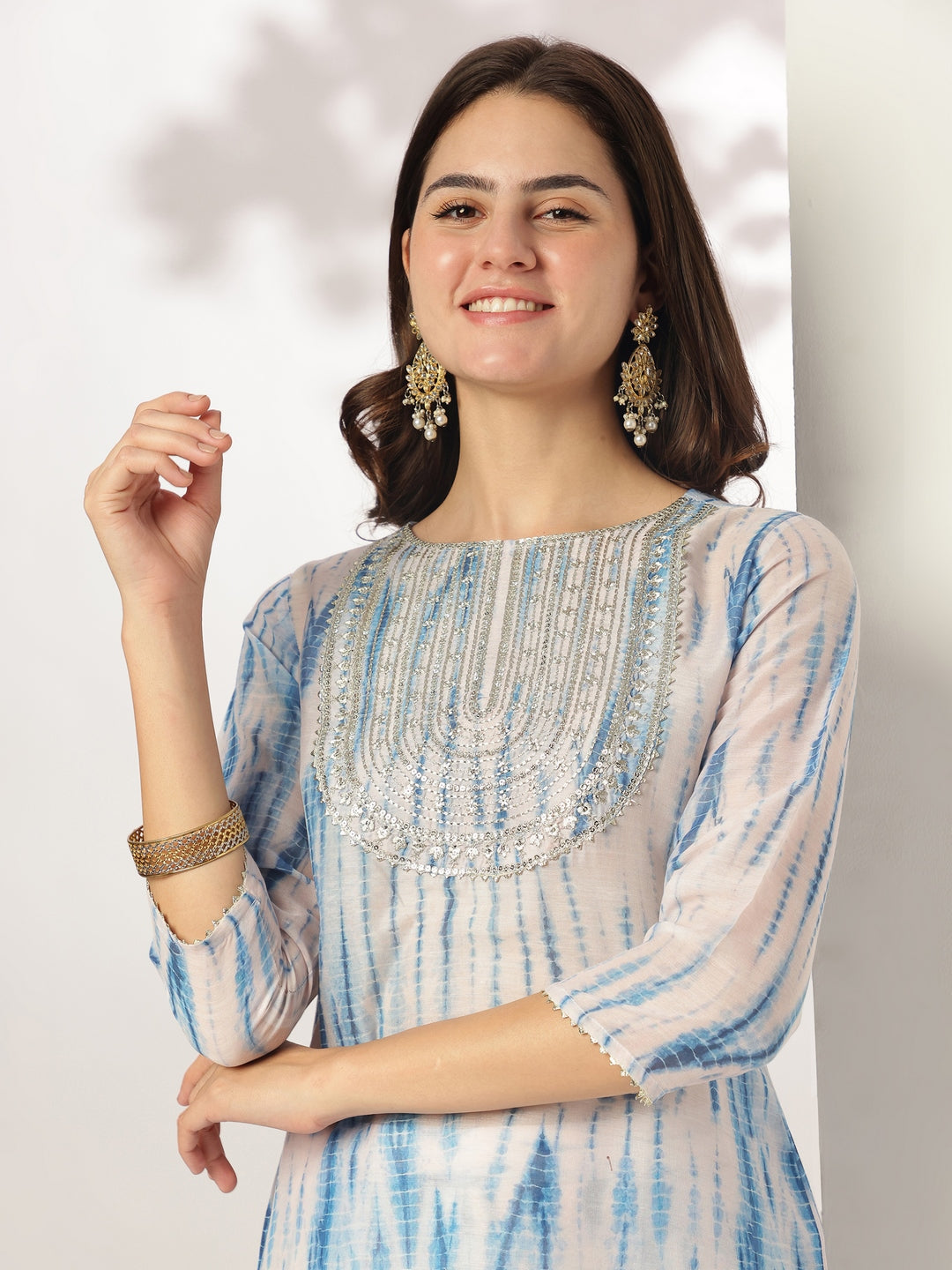 Janasya Light Silk Blend Tie & dye Straight Kurta Set | Swadesiicart