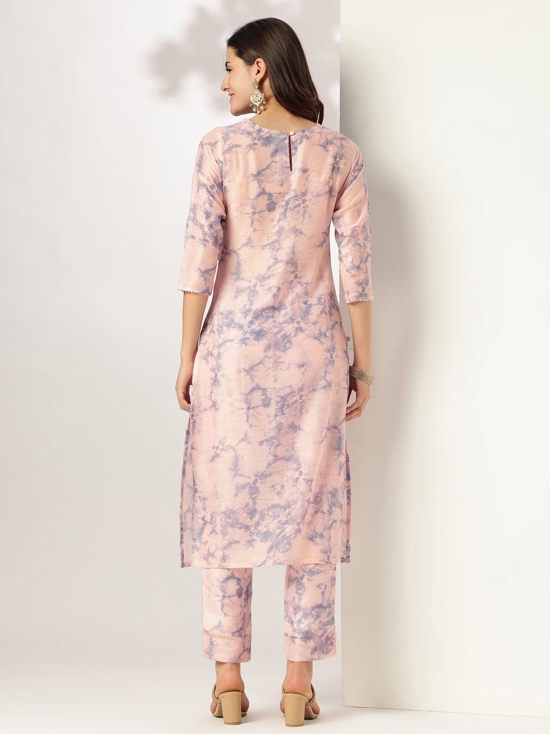 Janasya Light Silk Blend Tie & dye Straight Kurta Set | Swadesiicart