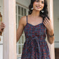 Janasya Dark Cotton Ethnic Motifs A-Line Kurta Set | Swadesiicart
