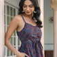 Janasya Dark Cotton Ethnic Motifs A-Line Kurta Set | Swadesiicart