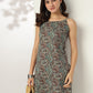 Janasya Dark Cotton Ethnic Motifs Straight Kurta Set | Swadesiicart