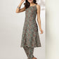 Janasya Dark Cotton Ethnic Motifs Straight Kurta Set | Swadesiicart