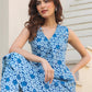 Janasya Dark Cotton Floral A-Line Kurta Set | Swadesiicart