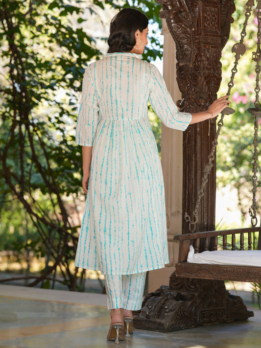 Janasya Light Cotton Tie & dye A-Line Kurta Set | Swadesiicart