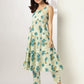 Janasya Light Cotton Floral Tiered Kurta Set | Swadesiicart