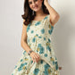 Janasya Light Cotton Floral Tiered Kurta Set | Swadesiicart