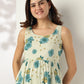Janasya Light Cotton Floral Tiered Kurta Set | Swadesiicart