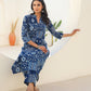 Janasya Dark Cotton Ethnic Motifs Straight Kurta Set | Swadesiicart