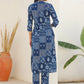 Janasya Dark Cotton Ethnic Motifs Straight Kurta Set | Swadesiicart