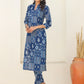 Janasya Dark Cotton Ethnic Motifs Straight Kurta Set | Swadesiicart