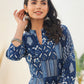 Janasya Dark Cotton Ethnic Motifs Straight Kurta Set | Swadesiicart