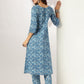 Janasya Dark Cotton Floral A-Line Kurta Set | Swadesiicart