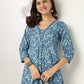 Janasya Dark Cotton Floral A-Line Kurta Set | Swadesiicart
