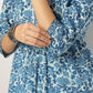 Janasya Dark Cotton Floral A-Line Kurta Set | Swadesiicart